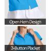 imageMAGCOMSEN Womens Polo Shirts Cotton 3Button Short Sleeve Collared Tops Summer Cool Shirt Uniform Casual ShirtsAzure Blue
