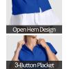 imageMAGCOMSEN Womens Polo Shirts Cotton 3Button Short Sleeve Collared Tops Summer Cool Shirt Uniform Casual ShirtsColor Blue