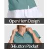 imageMAGCOMSEN Womens Polo Shirts Cotton 3Button Short Sleeve Collared Tops Summer Cool Shirt Uniform Casual ShirtsGrey Green