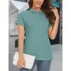 imageMAGCOMSEN Womens Polo Shirts Cotton 3Button Short Sleeve Collared Tops Summer Cool Shirt Uniform Casual ShirtsGrey Green