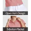 imageMAGCOMSEN Womens Polo Shirts Cotton 3Button Short Sleeve Collared Tops Summer Cool Shirt Uniform Casual ShirtsGrey Pink