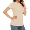 imageMAGCOMSEN Womens Polo Shirts Cotton 3Button Short Sleeve Collared Tops Summer Cool Shirt Uniform Casual ShirtsLight Apricot
