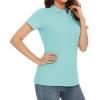 imageMAGCOMSEN Womens Polo Shirts Cotton 3Button Short Sleeve Collared Tops Summer Cool Shirt Uniform Casual ShirtsLight Blue