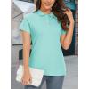 imageMAGCOMSEN Womens Polo Shirts Cotton 3Button Short Sleeve Collared Tops Summer Cool Shirt Uniform Casual ShirtsLight Blue