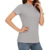 imageMAGCOMSEN Womens Polo Shirts Cotton 3Button Short Sleeve Collared Tops Summer Cool Shirt Uniform Casual ShirtsLight Grey