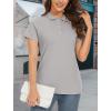 imageMAGCOMSEN Womens Polo Shirts Cotton 3Button Short Sleeve Collared Tops Summer Cool Shirt Uniform Casual ShirtsLight Grey