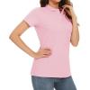 imageMAGCOMSEN Womens Polo Shirts Cotton 3Button Short Sleeve Collared Tops Summer Cool Shirt Uniform Casual ShirtsLight Pink