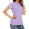 imageMAGCOMSEN Womens Polo Shirts Cotton 3Button Short Sleeve Collared Tops Summer Cool Shirt Uniform Casual ShirtsLight Purple