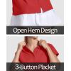 imageMAGCOMSEN Womens Polo Shirts Cotton 3Button Short Sleeve Collared Tops Summer Cool Shirt Uniform Casual ShirtsTomato Red