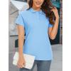 imageMAGCOMSEN Womens Polo Shirts Cotton 3Button Short Sleeve Collared Tops Summer Cool Shirt Uniform Casual ShirtsWaterfall Blue