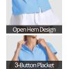 imageMAGCOMSEN Womens Polo Shirts Cotton 3Button Short Sleeve Collared Tops Summer Cool Shirt Uniform Casual ShirtsWaterfall Blue