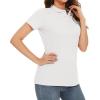 imageMAGCOMSEN Womens Polo Shirts Cotton 3Button Short Sleeve Collared Tops Summer Cool Shirt Uniform Casual ShirtsWhite