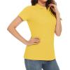 imageMAGCOMSEN Womens Polo Shirts Cotton 3Button Short Sleeve Collared Tops Summer Cool Shirt Uniform Casual ShirtsYellow