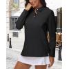 imageMAGCOMSEN Womens Polo Shirts Long Sleeve 3Button Cotton Cool Shirts Wicking Casual Business Collared Shirts TopsBlack