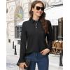 imageMAGCOMSEN Womens Polo Shirts Long Sleeve 3Button Cotton Cool Shirts Wicking Casual Business Collared Shirts TopsBlack