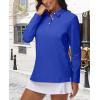 imageMAGCOMSEN Womens Polo Shirts Long Sleeve 3Button Cotton Cool Shirts Wicking Casual Business Collared Shirts TopsBright Blue
