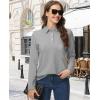 imageMAGCOMSEN Womens Polo Shirts Long Sleeve 3Button Cotton Cool Shirts Wicking Casual Business Collared Shirts TopsLight Gray