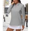 imageMAGCOMSEN Womens Polo Shirts Long Sleeve 3Button Cotton Cool Shirts Wicking Casual Business Collared Shirts TopsLight Gray