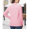 imageMAGCOMSEN Womens Polo Shirts Long Sleeve 3Button Cotton Cool Shirts Wicking Casual Business Collared Shirts TopsLight Pink