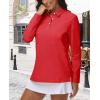 imageMAGCOMSEN Womens Polo Shirts Long Sleeve 3Button Cotton Cool Shirts Wicking Casual Business Collared Shirts TopsTomato Red