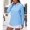 imageMAGCOMSEN Womens Polo Shirts Long Sleeve 3Button Cotton Cool Shirts Wicking Casual Business Collared Shirts TopsWaterfall Blue