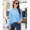 imageMAGCOMSEN Womens Polo Shirts Long Sleeve 3Button Cotton Cool Shirts Wicking Casual Business Collared Shirts TopsWaterfall Blue