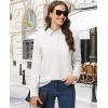 imageMAGCOMSEN Womens Polo Shirts Long Sleeve 3Button Cotton Cool Shirts Wicking Casual Business Collared Shirts TopsWhite