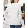 imageMAGCOMSEN Womens Polo Shirts Long Sleeve 3Button Cotton Cool Shirts Wicking Casual Business Collared Shirts TopsWhite