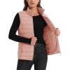 imageMAGCOMSEN Womens Puffer Vest Lightweight Stand Collar Zip 4 Pockets Puffy Vests Sleeveless Quilted Padded OuterwearApricot