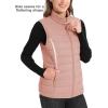 imageMAGCOMSEN Womens Puffer Vest Lightweight Stand Collar Zip 4 Pockets Puffy Vests Sleeveless Quilted Padded OuterwearApricot