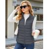 imageMAGCOMSEN Womens Puffer Vest Lightweight Stand Collar Zip 4 Pockets Puffy Vests Sleeveless Quilted Padded OuterwearDark Grey