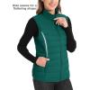 imageMAGCOMSEN Womens Puffer Vest Lightweight Stand Collar Zip 4 Pockets Puffy Vests Sleeveless Quilted Padded OuterwearEmerald Green