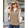 imageMAGCOMSEN Womens Puffer Vest Lightweight Stand Collar Zip 4 Pockets Puffy Vests Sleeveless Quilted Padded OuterwearKhaki