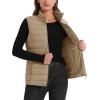 imageMAGCOMSEN Womens Puffer Vest Lightweight Stand Collar Zip 4 Pockets Puffy Vests Sleeveless Quilted Padded OuterwearKhaki