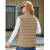 imageMAGCOMSEN Womens Puffer Vest Lightweight Stand Collar Zip 4 Pockets Puffy Vests Sleeveless Quilted Padded OuterwearKhaki