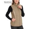 imageMAGCOMSEN Womens Puffer Vest Lightweight Stand Collar Zip 4 Pockets Puffy Vests Sleeveless Quilted Padded OuterwearKhaki