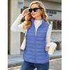 imageMAGCOMSEN Womens Puffer Vest Lightweight Stand Collar Zip 4 Pockets Puffy Vests Sleeveless Quilted Padded OuterwearLight Blue