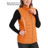 imageMAGCOMSEN Womens Puffer Vest Lightweight Stand Collar Zip 4 Pockets Puffy Vests Sleeveless Quilted Padded OuterwearOrange