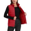 imageMAGCOMSEN Womens Puffer Vest Lightweight Stand Collar Zip 4 Pockets Puffy Vests Sleeveless Quilted Padded OuterwearTomato Red