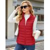 imageMAGCOMSEN Womens Puffer Vest Lightweight Stand Collar Zip 4 Pockets Puffy Vests Sleeveless Quilted Padded OuterwearTomato Red