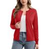 imageMAGCOMSEN Womens Cardigan Sweaters Lightweight Knit Soft Crew Neck Long Sleeve Open Front Button Spring Casual CardiganTomato Red