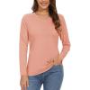 imageMAGCOMSEN Womens Long Sleeve Shirts V Neck Cotton Basic Tee Soft Breathable Casual Tops CassicFit TShirtApricot
