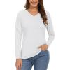 imageMAGCOMSEN Womens Long Sleeve Shirts V Neck Cotton Basic Tee Soft Breathable Casual Tops CassicFit TShirtWhite