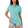 imageMAGCOMSEN Womens Polo Shirts Cotton 3Button Short Sleeve Collared Tops Summer Cool Shirt Uniform Casual ShirtsLight Blue