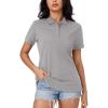 imageMAGCOMSEN Womens Polo Shirts Cotton 3Button Short Sleeve Collared Tops Summer Cool Shirt Uniform Casual ShirtsLight Grey