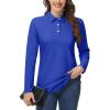 imageMAGCOMSEN Womens Polo Shirts Long Sleeve 3Button Cotton Cool Shirts Wicking Casual Business Collared Shirts TopsBright Blue