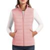 imageMAGCOMSEN Womens Puffer Vest Lightweight Stand Collar Zip 4 Pockets Puffy Vests Sleeveless Quilted Padded OuterwearPink