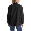 imageMAGCOMSEN Womens Corduroy Shacket Long Sleeve Button Down Shirt Spring Casual Jacket Bust Pocket Loose Fit Blouse TopsBlack