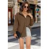 imageMAGCOMSEN Womens Corduroy Shacket Long Sleeve Button Down Shirt Spring Casual Jacket Bust Pocket Loose Fit Blouse TopsCoffee