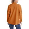 imageMAGCOMSEN Womens Corduroy Shacket Long Sleeve Button Down Shirt Spring Casual Jacket Bust Pocket Loose Fit Blouse TopsDeep Orange